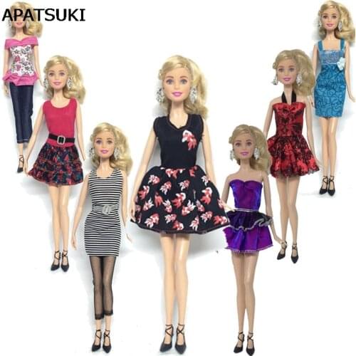 7pcs/lot 1:6 Doll Clothes For Barbie Princess Doll Fashion Casual Wear Party Dress For 1/6 BJD Dolls Accessories Kids Toy