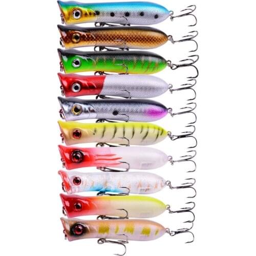 8cm 11g Pesca Artificial Bait Peche Fishing Tackle Top Water Popper Lure Fishing Wobbler Crankbait 6# Hooks