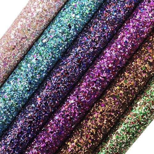 8pcs/set 21*30cm Sheet Elastic Chunky Glitter Fabric Leather With Woven Backing For Bows earring Christmas decorations DIY CN032