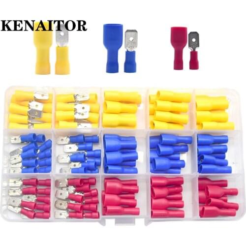 Lowest Price 30PCS Yellow+red+blue Splice Wire Connectors Insulated Male Female Crimp Spade Terminals 18-10AWG