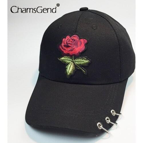 Baseball cap Embroidery Rose Flower Applique Hat Unisex Hip Hop Snapback Peaked Visor Women Men Boy Girl Sunhat 2185