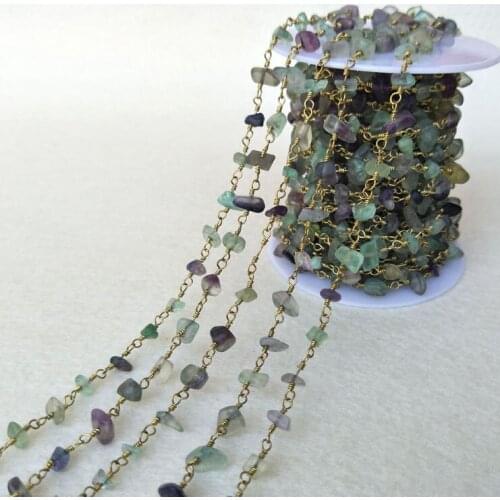 Handcrafted Gold Color Wire Wrapped Chains jewelry Finding,Natural Agat e stone Beaded Chains,DIY necklace jewelry making LZ32