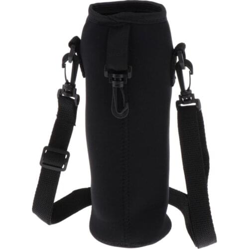 Water Bottle Carrier, Insulated Neoprene Water Bottle Holder Bag Pouch Cover for 1000ML Sports Bottles, Black, for Men or Women