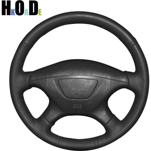 DIY Black Artificial Leather Hand-stitched Car Steering Wheel Cover for Mitsubishi Pajero Sport 2004 Montero Sport 2004
