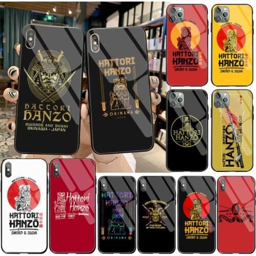 Katana Hattori Hanzo Silicone Black Phone Case Tempered Glass For iPhone 11 Pro XR XS MAX 8 X 7 6S 6 Plus SE 2020 case