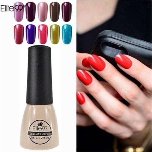 Elite99 7ml Pure Color UV Gel Nail Polish Gold Glitter Nail Art Manicure Gel Polish Semi Permanent Hybrid Varnishes Nail Art
