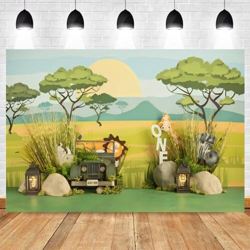 Yeele Baby One Birthday Backdrop Newborn Green Tractor Car Portrait Party Decor Photography Photo Studio Photographic Photozone