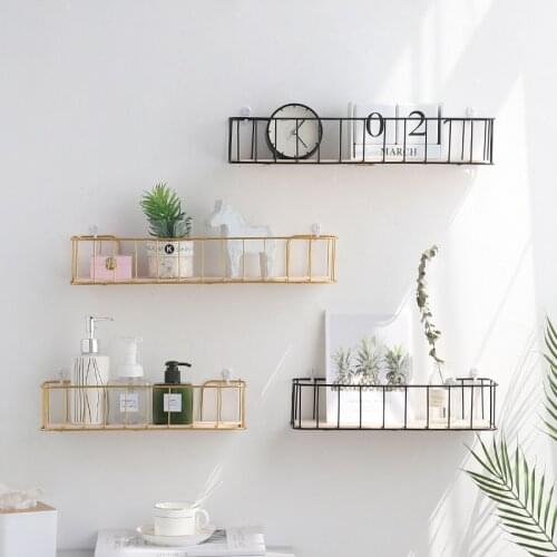 Homelily Nordic Style Wooden Iron Shelf Wall Hanging Home Decoration Modern Simple Storage Wall Shelves Decorative