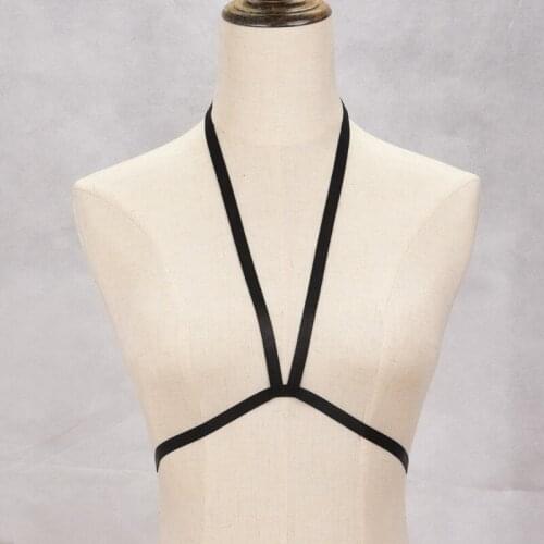 JLX.HARNESS Black Harness Bra, Cupless Bra, Open Cup Crop Top Lingerie, Gothic, Bondage, Sexy Lingerie Fetish O0403