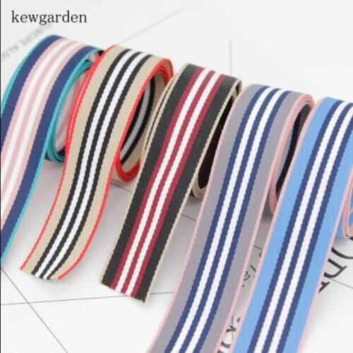 Kewgarden 25mm 1" Stripe Cotton Thick Satin Ribbons Handmade Bowknot Ribbon DIY Riband Garment Accessories 8M / Lot