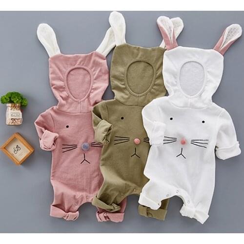 Spring Baby Rompers 100% Cotton Brand Baby Costumes Baby Boys Girls Clothes 3 6 9 Months Cute rabbit Infant Jumpsuit Clothing