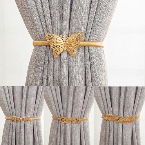 Metal Curtain Tieback Butterfly Leaves Flower Curtain Clip Holder Elasticity Buckle Clips Curtain Decorative Home Accessories