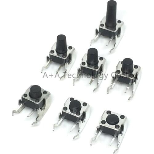 PCB Momentary Tactile Tact Push Button Switch Right Angle With stent 6*6*4.3/5/6/7/8/9/12mm 6x6x4.3/5/6/7/8/9/12 MM (20PCS/)
