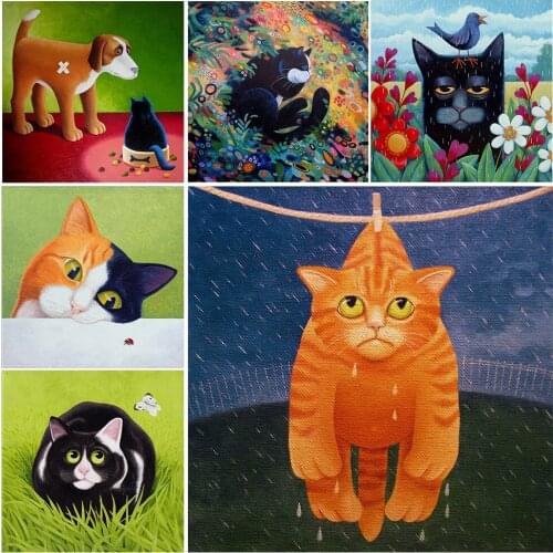 Cartoons Animals Diamond Mosaic 100% Full Square Drill Cat Diamond Painting Cross Stitch Kit Decor Home Gift