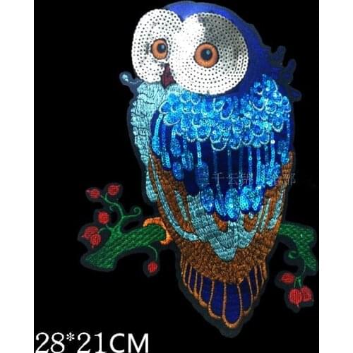 Owl Sequined Sew on Patches clothes applique embroidery cartoon Motif Applique embroidery T-shirt accessory