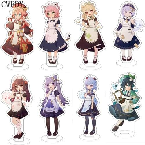 New Anime Figure Genshin Impact Diluc Venti Klee Keqing Qiqi Acrylic Stand Model Plate Desk Decor Standing Sign Keychain Jewelry