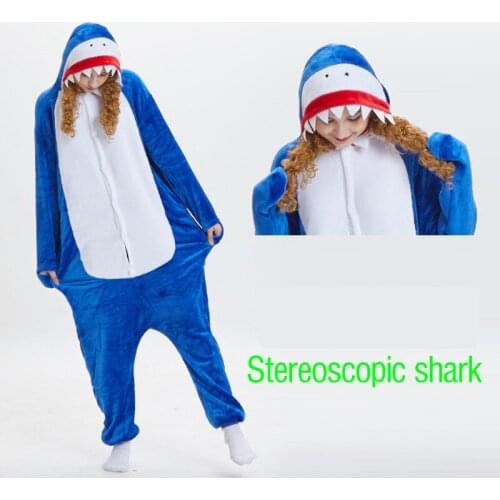 Pajamas Romper for Women Winter Flannel Shark Cartoon Animal Pajamas Underwear Onesie Women Sleepwear Plus Size Lingere Cosplay