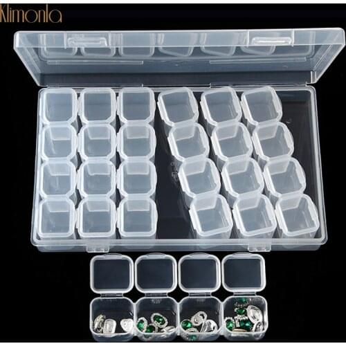 28 Grits Plastic Nail Art Storage Box Transparent Nail Rhinestones Container Case Divided Boxes Nail Accessires Tools