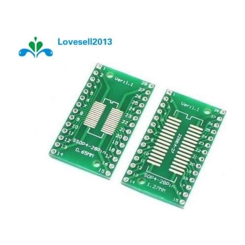 5PCS SSOP28 SOP28 TSSOP28 to DIP28 Adapter Converter PCB Board 0.65/1.27mm