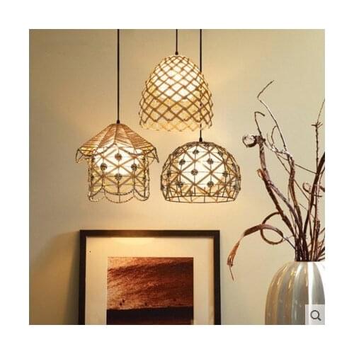 Loft pendant lamp vintage rope hemp chandelier retaurant living room bedroom bar pub club cafe light corridor office study lamp