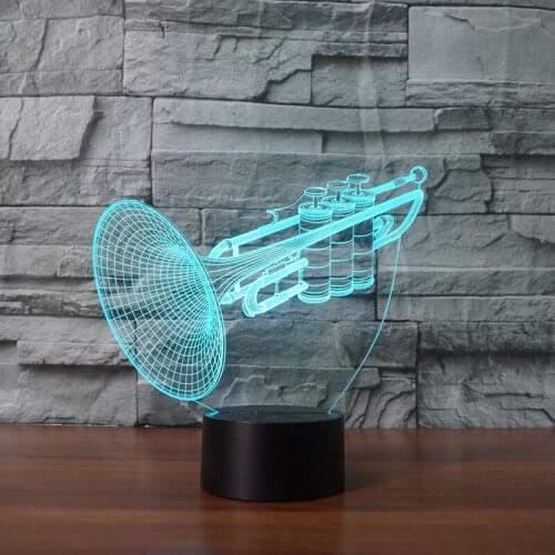 Products Musical Instruments Trumpet 3d Night Light Led Table Lamp Gift Decorative Remote Touch switch Desk Lamp
