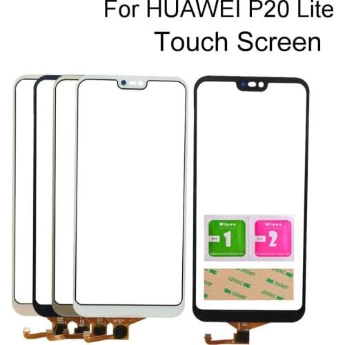 Touch Screen Glass For HUAWEI P20 Lite / Nova 3e Digitizer Panel Sensor Tools 3M Glue Wipes Touch