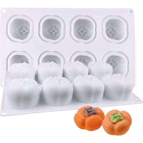 8 Cavity Persimmon Shape Silicone Mold Persimmon Ice Cream Silicone Mold Mousse Dessert Mold Cake Decoration Mould Cake Tools