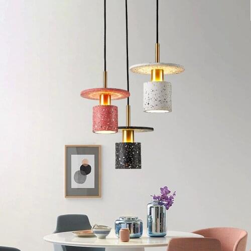Nordic Terrazzo pendant lights Restaurant lamp Bedroom Bedside led hanging lamp modern Combination Of Small chandelier