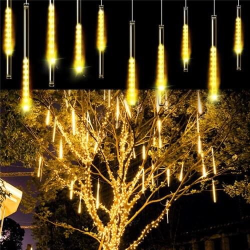 Led Meteor Shower Garland Lights 30cm 50cm Waterproof Strip Lights For Garden Street Wedding Holiday Christmas Party Decoration