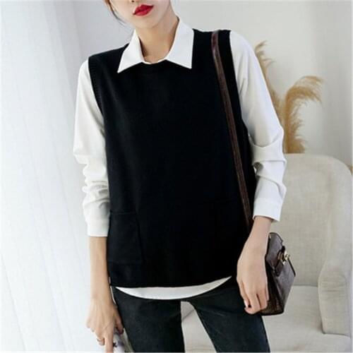 Oversize Sweater Tops Women Clothes Outfit Women Vest Sweater 2021 Fashion Knitted Sweater Loose Vintage Female Waistcoat