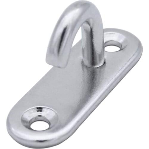 TOP 6 Pack Stainless Steel Ceiling Hooks M5 Oval Open Hooks Pad Eye Plate Anchor Screw Wall Mount Hook for Plant Basket