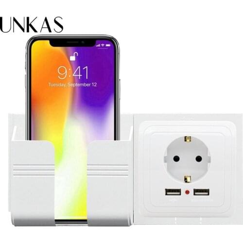 UNKAS Apple Samsung Huawei Phone Holder Wall Socket Phone Holder Smartphone Accessories Stand Support For Mobile Phone
