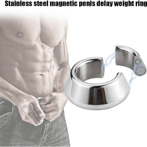 Weighted Magnetic Stainless Steel Enhance Penis Delay Ring Stretcher for Men Adult SN-Hot