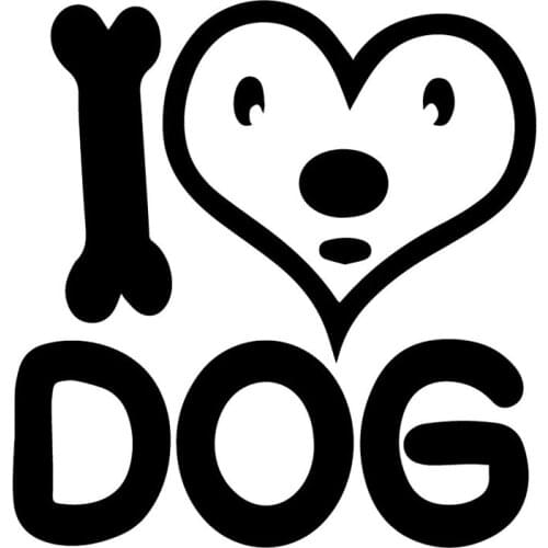 15.8X16.5CM I Heart My Dog With Face Trunk Window Decal Cartoon Car Sticker