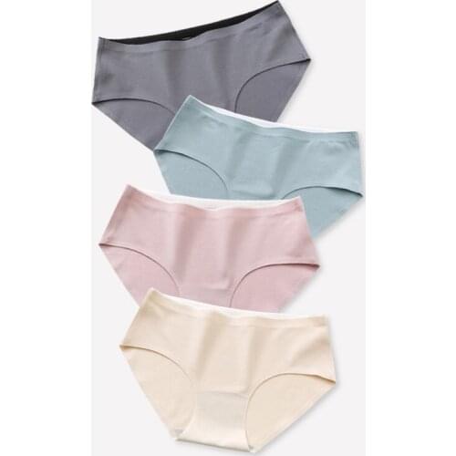 Wasteheart Women Fashion Green Cotton Mid Waist Panties Underwear Lingerie One-Piece Seamless Briefs Underpants M L XL