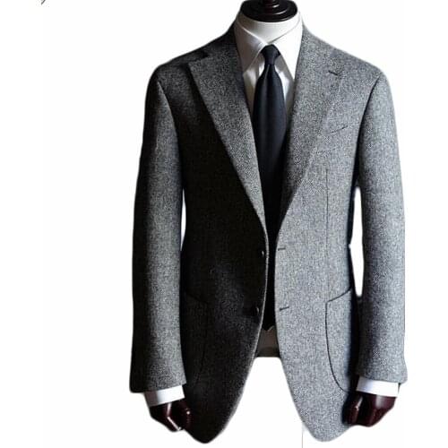 Cusman Suit Jacket Skinny Gary Solid Singal-Breasted Sarmt Casual Banquet Evening Wedding Groom Best Male Outfit