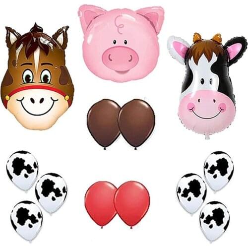 1set 44*64cm Cow Tiger Zebra Pig Head Balloons Farm Animal Theme Party Star Animal Decor 3.2g Latex Helium Supplies Balaos Toys