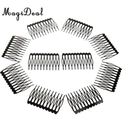 10pcs 10 Teeth Metal Black Hair Extension Clips Wig Combs Hair Pins Clips DIY for Women Beauty Styling Hair