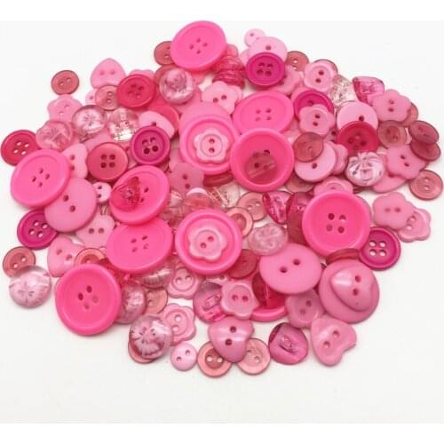 1000pcs Pink Mix Buttons Round Heart and Flowers Shape Sewing Resin Button 9mm~23mm/pc