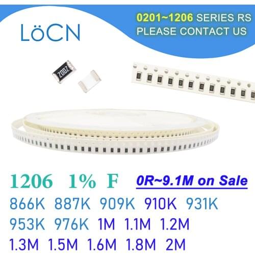 1206 1% F 5000PCS SMD 866K 887K 909K 910K 931K 953K 976K 1M 1.1M 1.2M 1.3M 1.5M 1.6M 1.8M 2M 3216 Resistor OHM