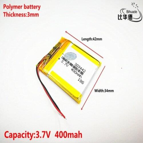 3.7V 400mAh 303442 Lithium Polymer Li-Po li ion Rechargeable Battery cells For Mp3 MP4 MP5 GPS mobile bluetooth