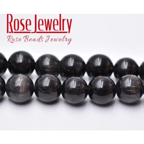 Wholesale Black Cat Eye Stone Round Loose Beads 4 6 8 10 12 Mm Natural Glass String Stone Beads For Jewelry Making 15 Inches