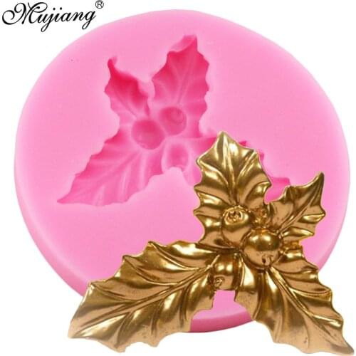 DIY Holly Berry Leaves Silicone Mold Christmas Cake Decorating Tools Fondant Chocolate Candy Gumpaste Molds Cupcake Baking Mould