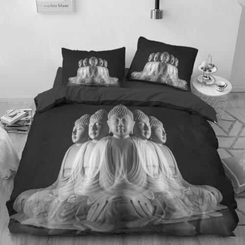 Euro Family sets Bed linen set for home Bedding Set Blanket cover 150*200 200*220 size 2 sp Bed sheet 6pcs Black Buddha drop