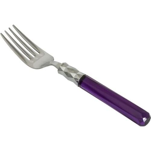 Purple Color 6'LI Platinum Dessert Fork Set
