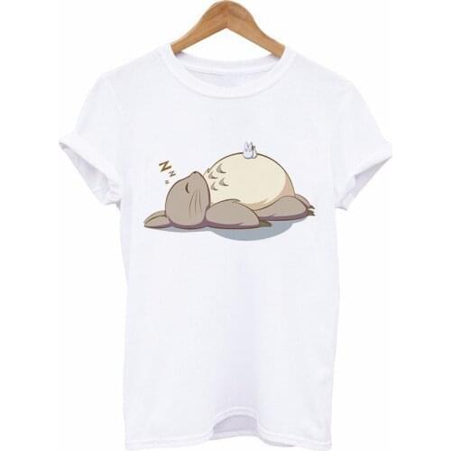 2021 Fashion Summer White T Shirt Women Tops Tees Harajuku 3D Short Sleeve Totoro Print Funny Tshirt Women Tees Tops