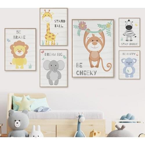 Lion Giraffe Zebra Jungle Animals Wall Art Canvas Painting Nordic Posters And Prints Wall Pictures Kids Baby Room Nursery Decor