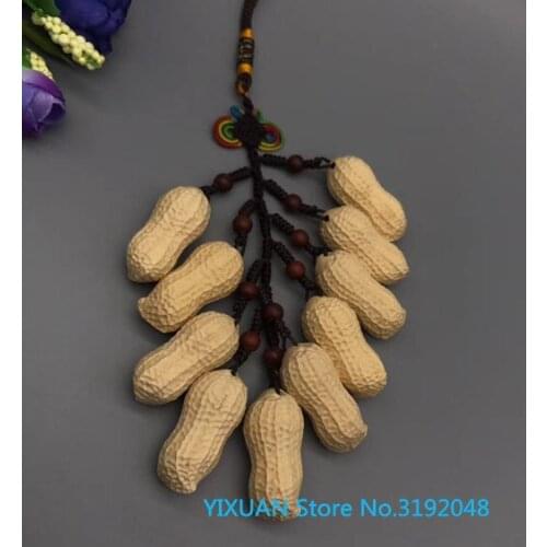 Boxwood small leaf wood carving peanut cart hanging a handicraft wood carving playing gift