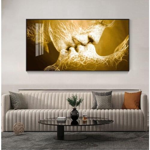Home Decor Modular Poster Framed For Living Room Canvas Hd Prints Pictures 1 Pcs Wall Black Love Kiss Abstract Artwork Painting