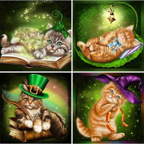MomoArt 5D DIY Diamond Painting Cat Cross Stitch Set Diamond Embroidery Animal Needlework Mosaic New Arrival Handmade Gift